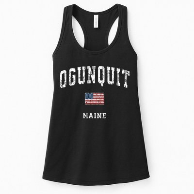 Ogunquit Maine Me Vintage American Flag Sports Design Womens Tank Top