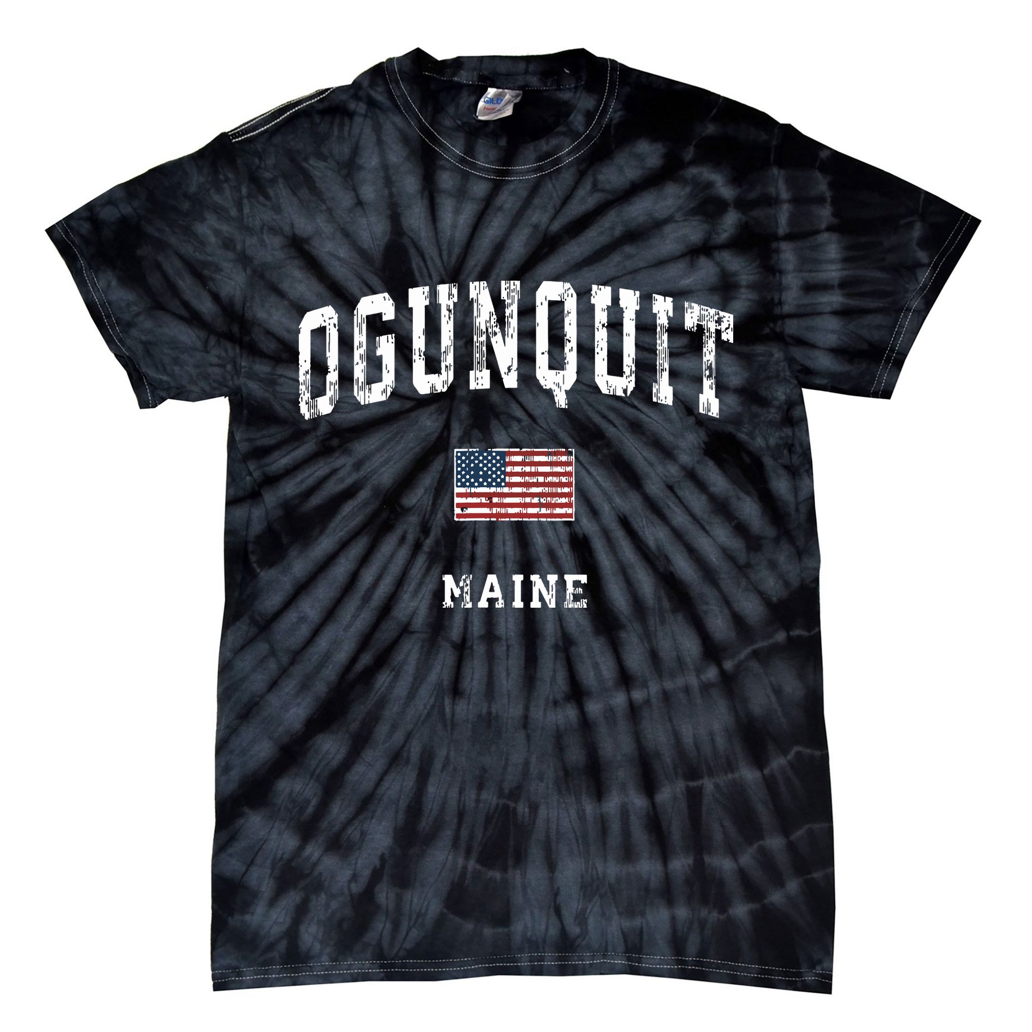 Ogunquit Maine Me Vintage American Flag Sports Design Tie-Dye T-Shirt
