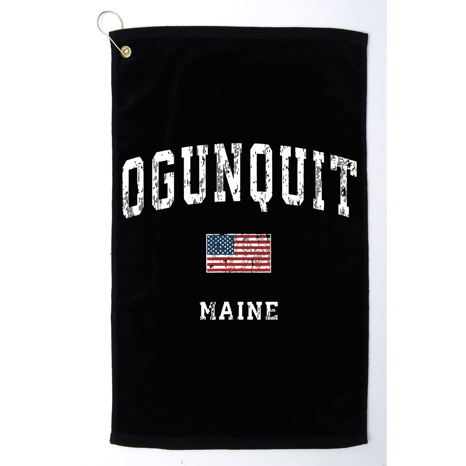 Ogunquit Maine Me Vintage American Flag Sports Design Golf Towel