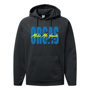 Orcas Make Me Smile Nature Wildlife Whale Performance Fleece Hoodie