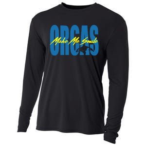 Orcas Make Me Smile Nature Wildlife Whale Cooling Performance Long Sleeve Crew