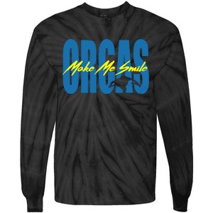 Orcas Make Me Smile Nature Wildlife Whale Tie-Dye Long Sleeve Shirt