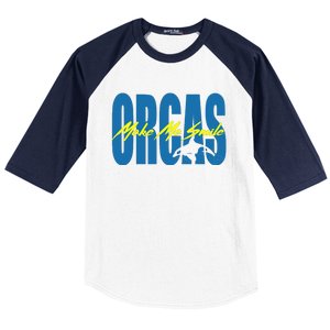 Orcas Make Me Smile Nature Wildlife Whale Baseball Sleeve Shirt