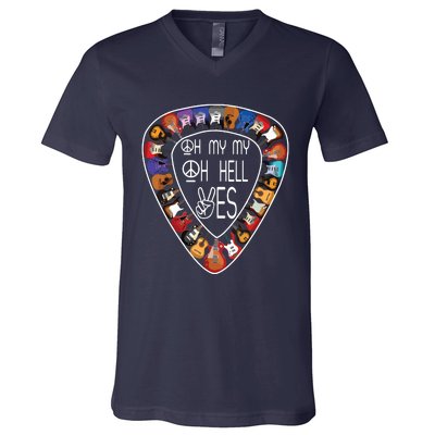 Oh Mys My Oh Hells Yes Retro Petty Guitar Music Lover V-Neck T-Shirt