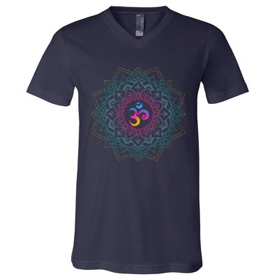 Om Meditations Mandalas Yoga V-Neck T-Shirt