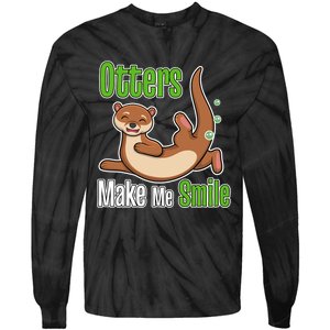 Otters Make Me Smile Wildlife Nature Sea Otters Tie-Dye Long Sleeve Shirt