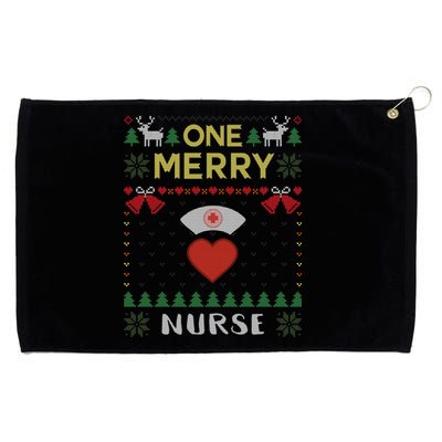 One Merry Nurse Rn Nursing Hospital Ugly Christmas Sweater Gift Grommeted Golf Towel