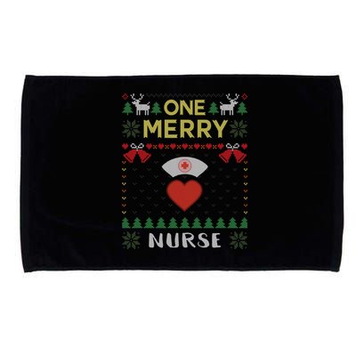 One Merry Nurse Rn Nursing Hospital Ugly Christmas Sweater Gift Microfiber Hand Towel