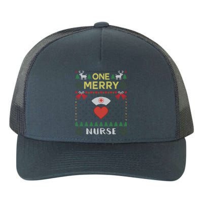 One Merry Nurse Rn Nursing Hospital Ugly Christmas Sweater Gift Yupoong Adult 5-Panel Trucker Hat