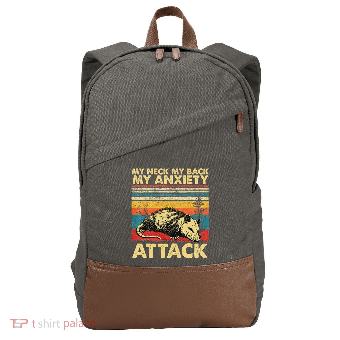 Opossum My Neck Back Anxiety Attack Possum Cotton Canvas Backpack
