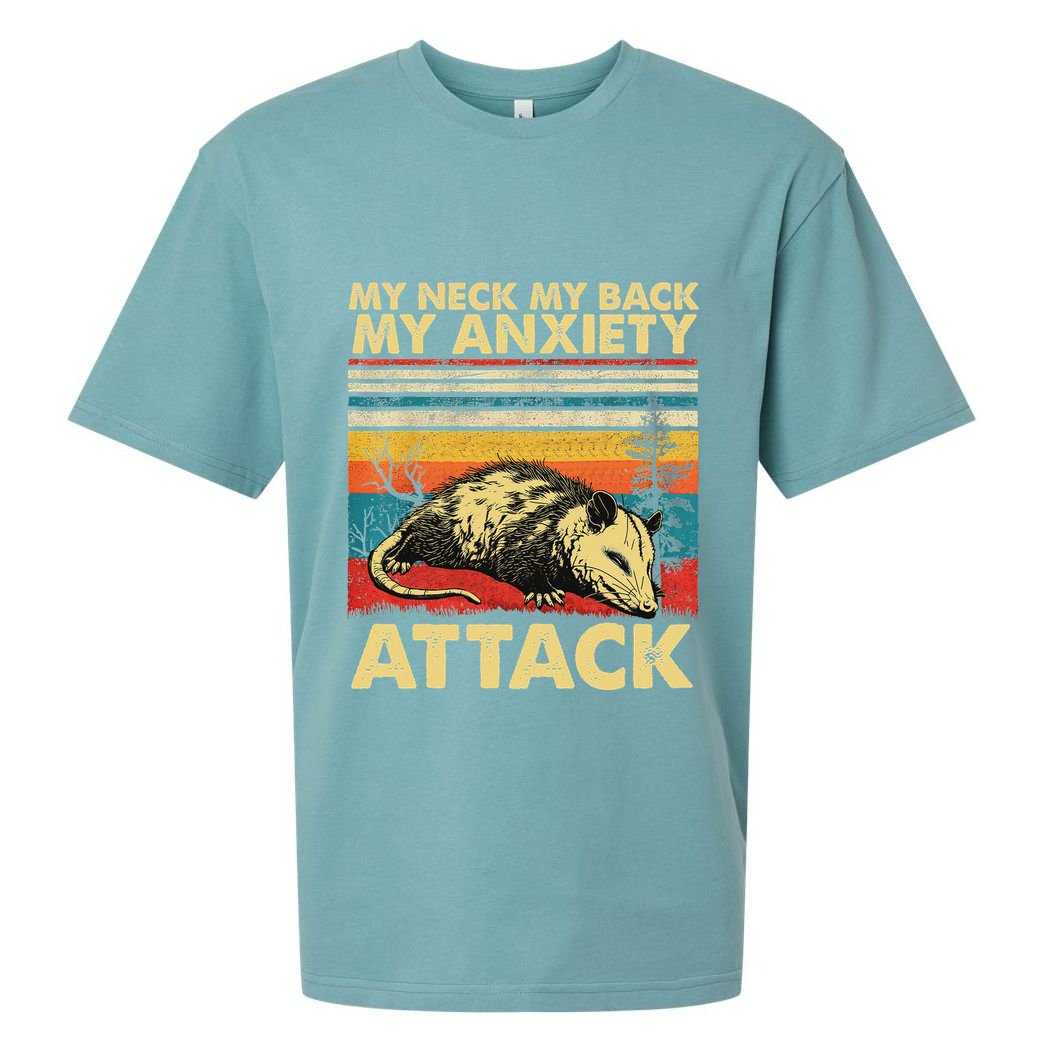 Opossum My Neck Back Anxiety Attack Possum Sueded Cloud Jersey T-Shirt
