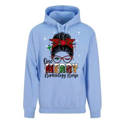 One Merry Nephrology Nurse Messy Bun Xmas Love Nurse Life Funny Gift Unisex Surf Hoodie