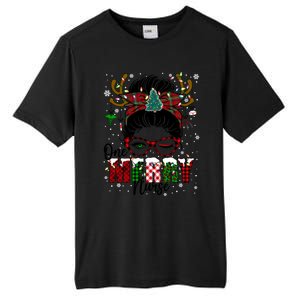 One Merry Nurse Leopard Messy Bun Christmas Love Nurse Life Meaningful Gift Tall Fusion ChromaSoft Performance T-Shirt