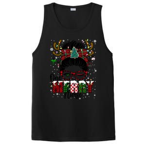 One Merry Nurse Leopard Messy Bun Christmas Love Nurse Life Meaningful Gift PosiCharge Competitor Tank