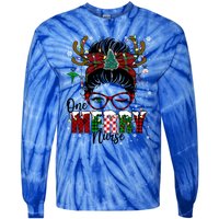 One Merry Nurse Leopard Messy Bun Christmas Love Nurse Life Meaningful Gift Tie-Dye Long Sleeve Shirt