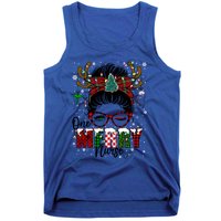 One Merry Nurse Leopard Messy Bun Christmas Love Nurse Life Meaningful Gift Tank Top