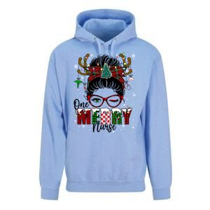 One Merry Nurse Leopard Messy Bun Christmas Love Nurse Life Meaningful Gift Unisex Surf Hoodie