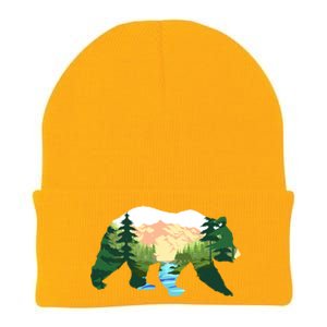 Outdoor Mountains Nature Animal Forest Trees Brown Bear Gift Knit Cap Winter Beanie