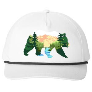 Outdoor Mountains Nature Animal Forest Trees Brown Bear Gift Snapback Five-Panel Rope Hat