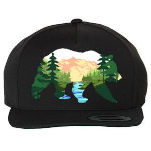 Outdoor Mountains Nature Animal Forest Trees Brown Bear Gift Wool Snapback Cap