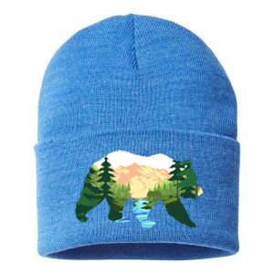 Outdoor Mountains Nature Animal Forest Trees Brown Bear Gift Sustainable Knit Beanie