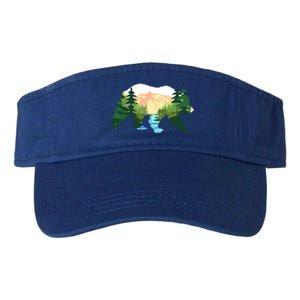 Outdoor Mountains Nature Animal Forest Trees Brown Bear Gift Valucap Bio-Washed Visor