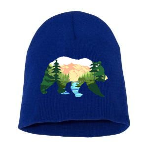 Outdoor Mountains Nature Animal Forest Trees Brown Bear Gift Short Acrylic Beanie