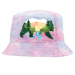 Outdoor Mountains Nature Animal Forest Trees Brown Bear Gift Tie-Dyed Bucket Hat