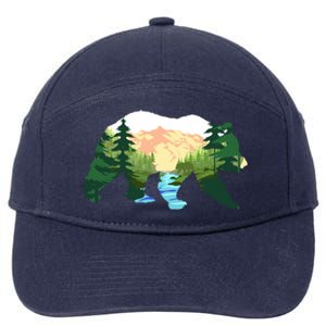 Outdoor Mountains Nature Animal Forest Trees Brown Bear Gift 7-Panel Snapback Hat