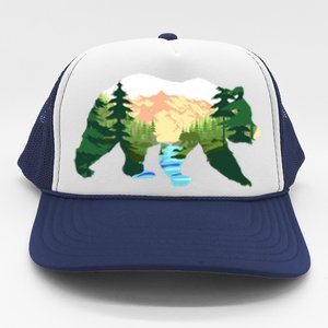 Outdoor Mountains Nature Animal Forest Trees Brown Bear Gift Trucker Hat