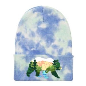 Outdoor Mountains Nature Animal Forest Trees Brown Bear Gift Tie Dye 12in Knit Beanie