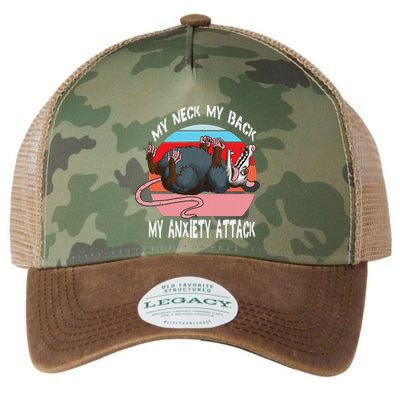 Opossum My Neck My Back My Anxiety Attack Retro Vintage Legacy Tie Dye Trucker Hat