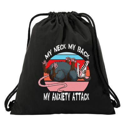 Opossum My Neck My Back My Anxiety Attack Retro Vintage Drawstring Bag