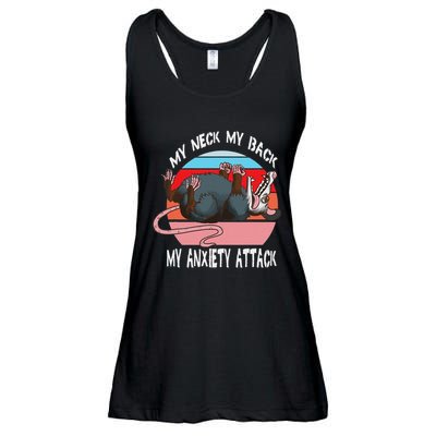 Opossum My Neck My Back My Anxiety Attack Retro Vintage Ladies Essential Flowy Tank