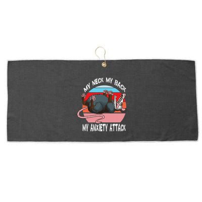 Opossum My Neck My Back My Anxiety Attack Retro Vintage Large Microfiber Waffle Golf Towel
