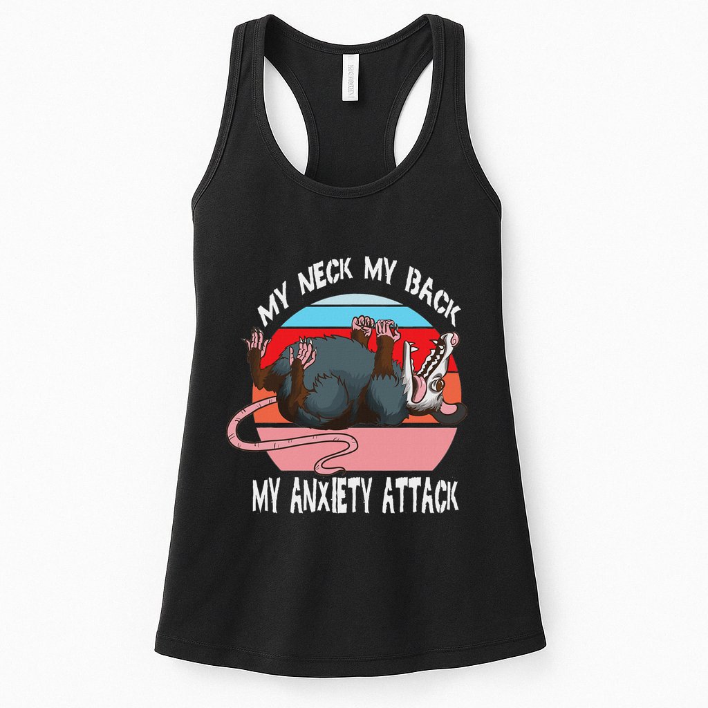 Opossum My Neck My Back My Anxiety Attack Retro Vintage Womens Tank Top