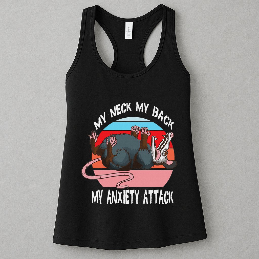 Opossum My Neck My Back My Anxiety Attack Retro Vintage Womens Tank Top