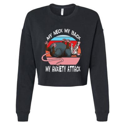Opossum My Neck My Back My Anxiety Attack Retro Vintage Cropped Pullover Crew