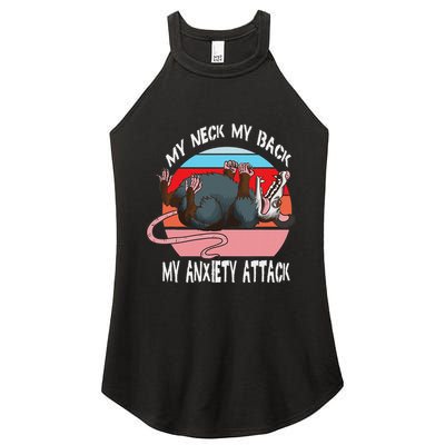 Opossum My Neck My Back My Anxiety Attack Retro Vintage Women's Perfect Tri Rocker Tank