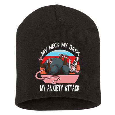Opossum My Neck My Back My Anxiety Attack Retro Vintage Short Acrylic Beanie