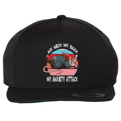 Opossum My Neck My Back My Anxiety Attack Retro Vintage Wool Snapback Cap