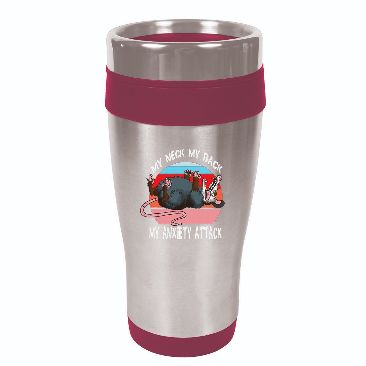 Opossum My Neck My Back My Anxiety Attack Retro Vintage 16oz Travel Tumbler