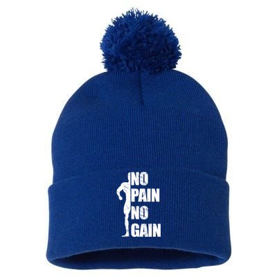 Original Motivation No Pain No Gain Gym Funny Gift Meaningful Gift Pom Pom 12in Knit Beanie