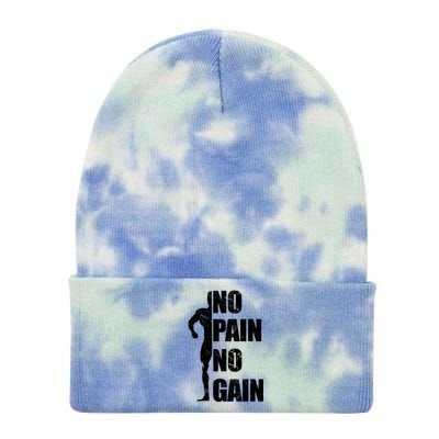 Original Motivation No Pain No Gain Gym Funny Gift Meaningful Gift Tie Dye 12in Knit Beanie