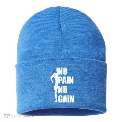 Original Motivation No Pain No Gain Gym Gift Sustainable Knit Beanie