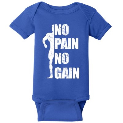 Original Motivation No Pain No Gain Gym Gift Baby Bodysuit