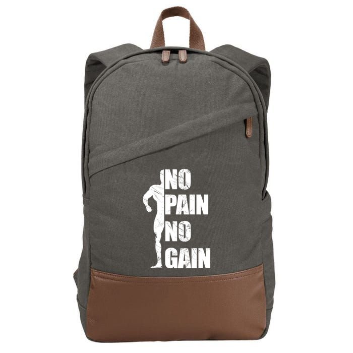 Original Motivation No Pain No Gain Gym Gift Cotton Canvas Backpack