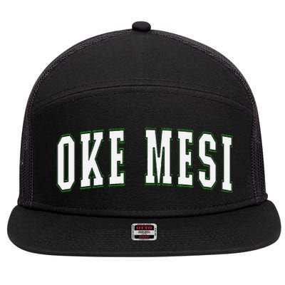 Oke Mesi Nigeria Nigerian Vacation Souvenirs Oke Mesi 7 Panel Mesh Trucker Snapback Hat