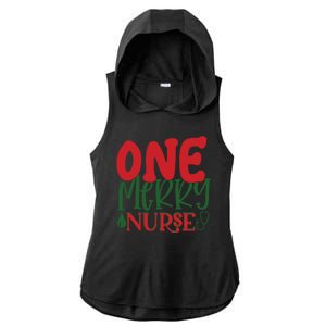 One Merry Nurse Christmas Holiday Ladies PosiCharge Tri-Blend Wicking Draft Hoodie Tank