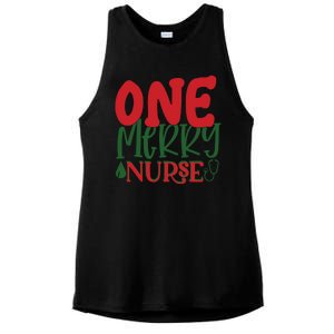 One Merry Nurse Christmas Holiday Ladies PosiCharge Tri-Blend Wicking Tank